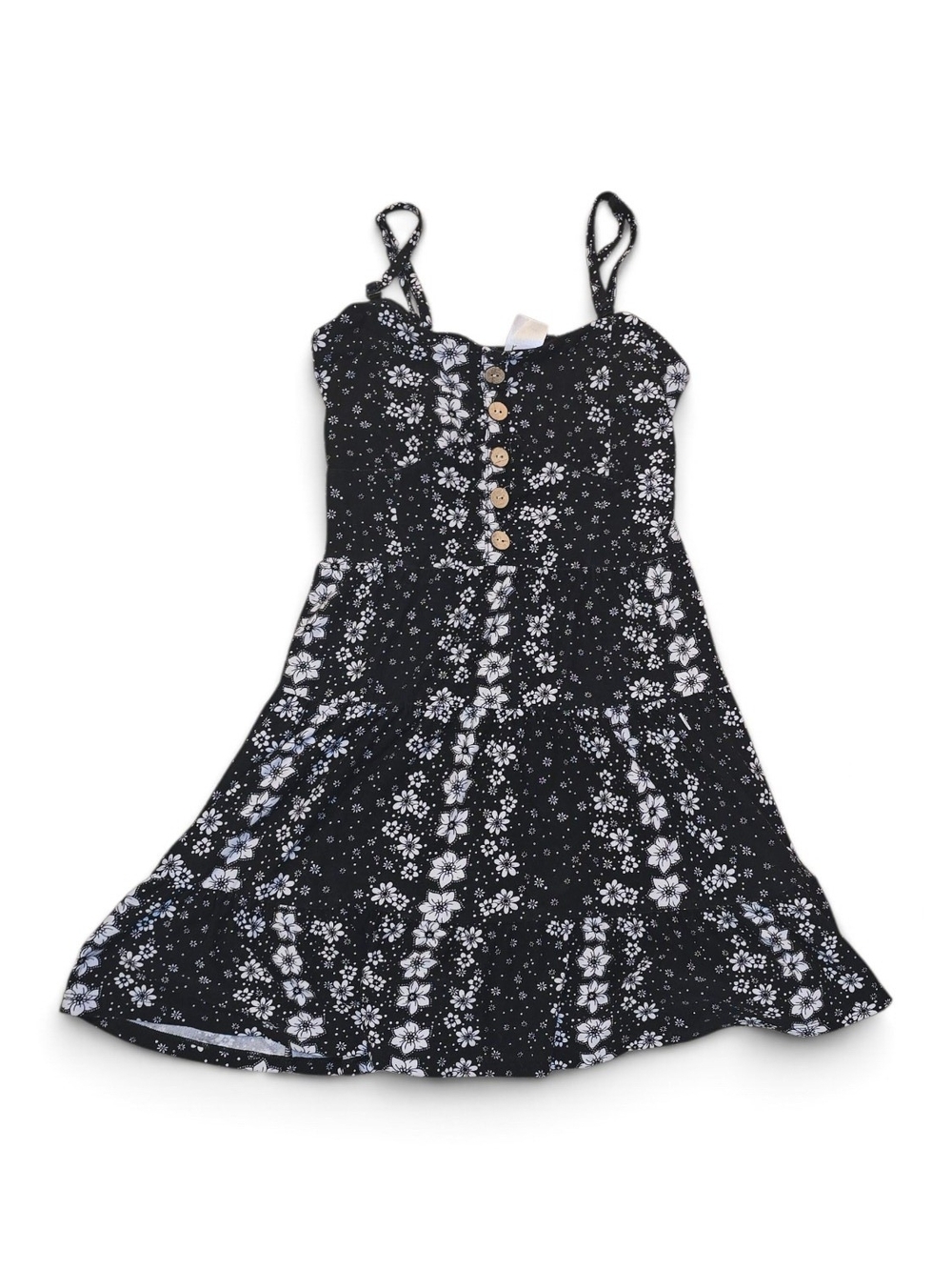 No Boundaries Black Floral Button-Front Sundress